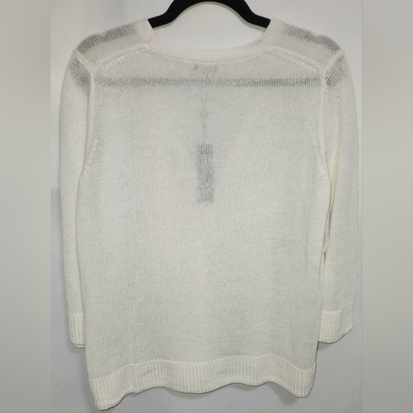 Talbots White Mixed Media Sweater - Picture 6 of 10